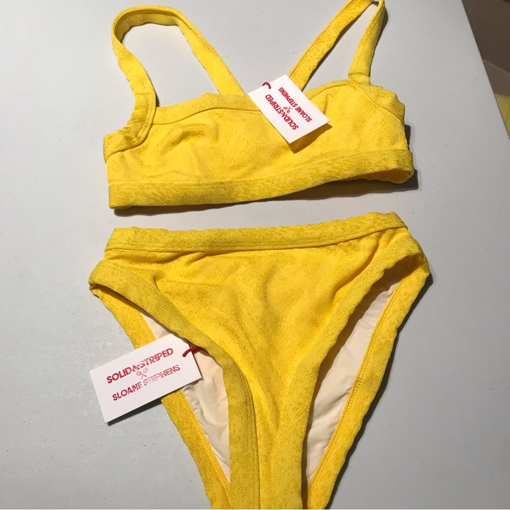 NWT Solid & Striped The Scottie Bikini in Tonal Snake Jacquard Yellow XS - Picture 5 of 13